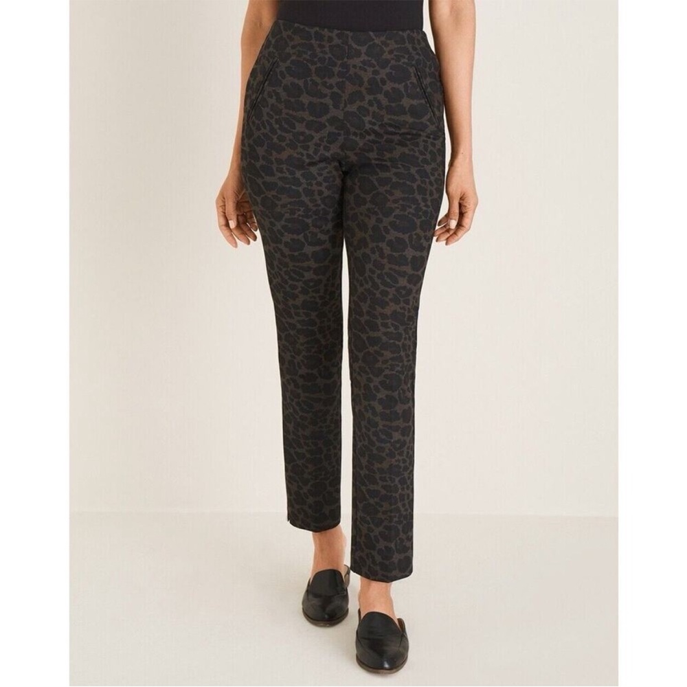NWT Chico's Juliet Slim Leg Neutral Leopard Ankle Pant / SZ 2.5 or 14